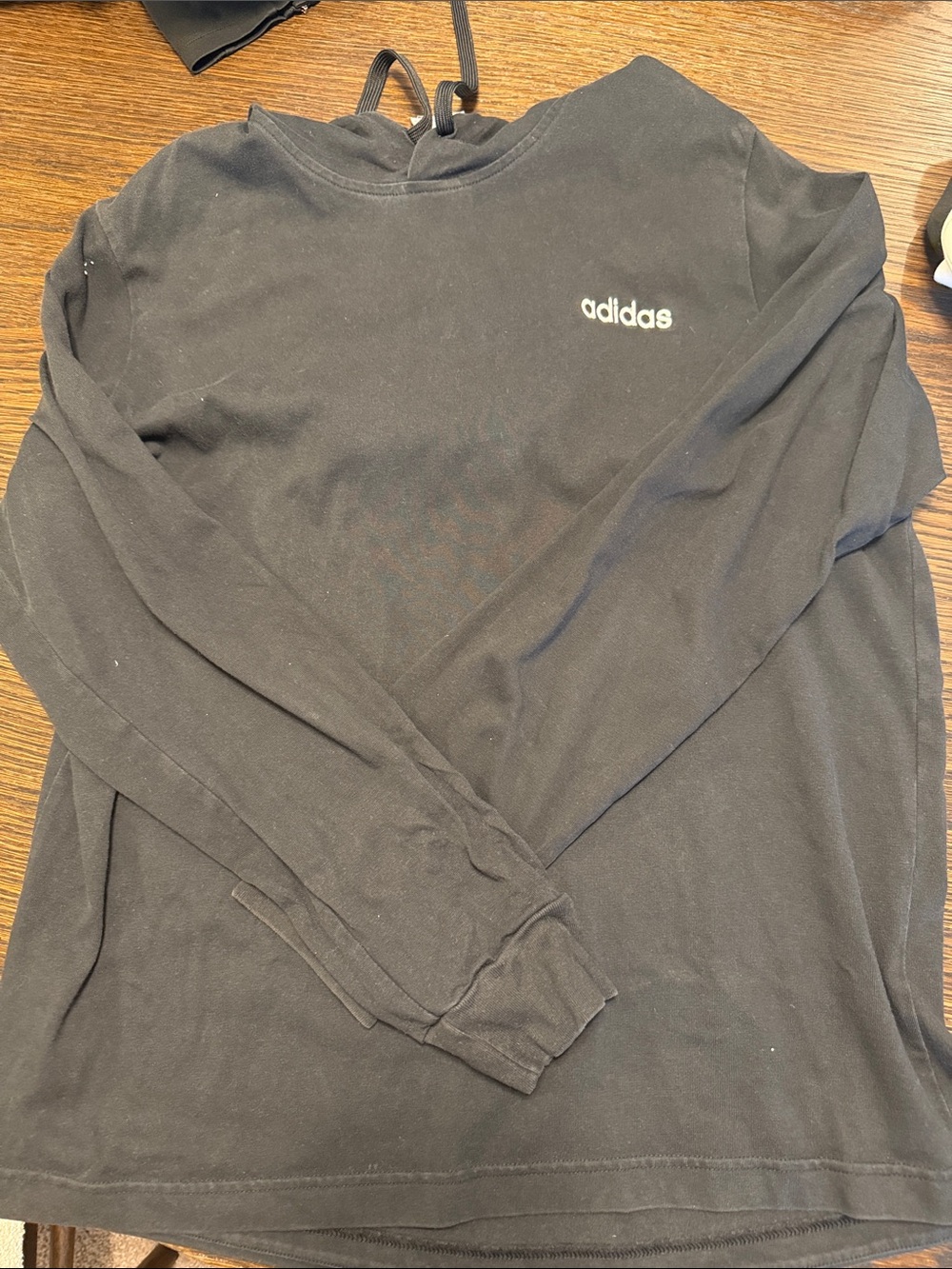 adidas Black Long Sleeve Crew with Small White Logo